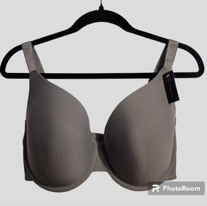 No Boundaries T-Shirt Bra Women's 42DD Grey Underwire Lightly Lined Wide Strap